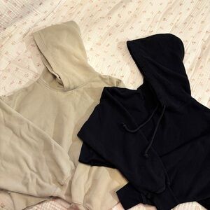 TNA Cozyaf Fleece Hoodie in Beige and Black